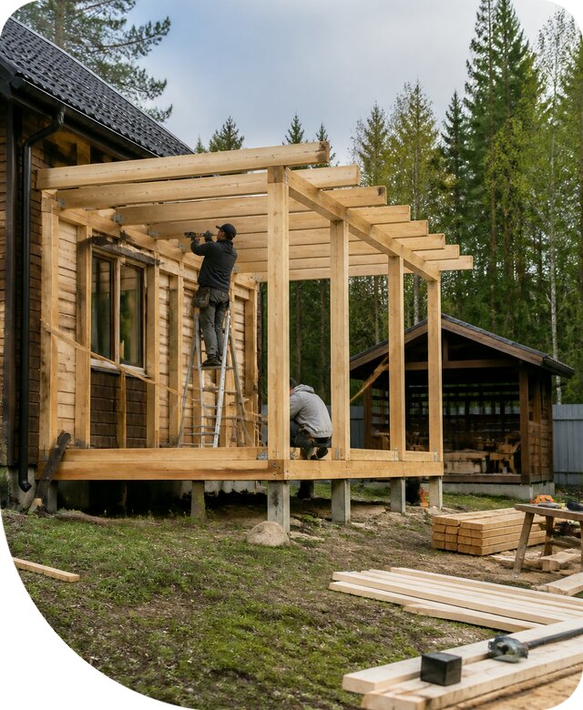 Строительство пристроек и построек на участке в Щербинке
