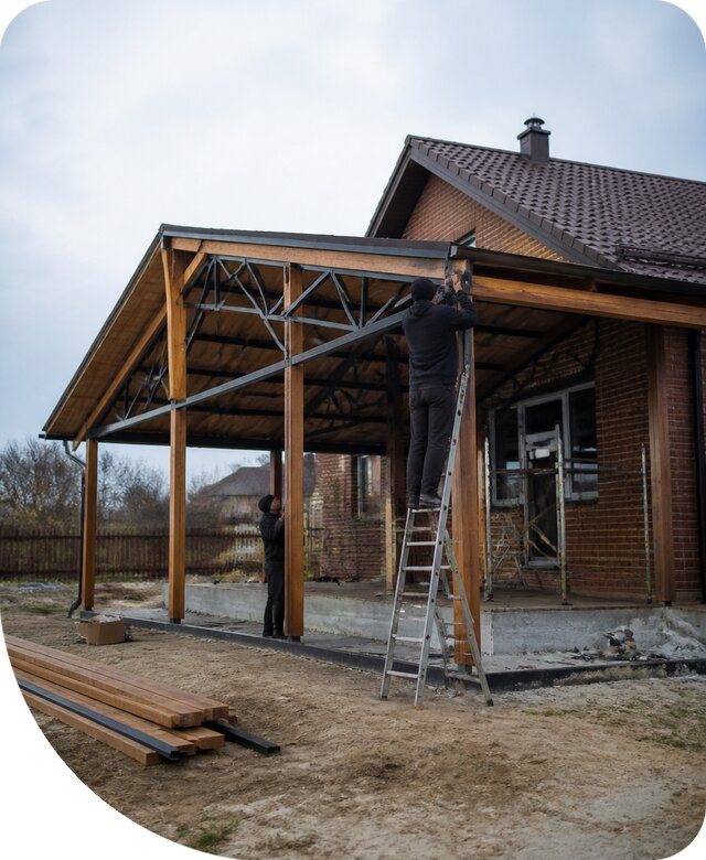 Пристройка навеса к дому и участку в Щербинке под ключ